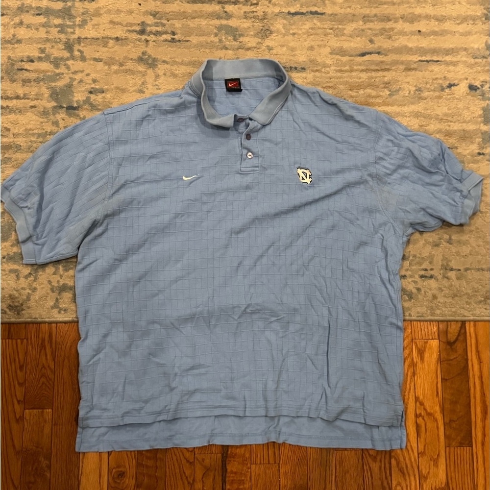 Vintage Nike UNC Tarheels 4XL Blue Embroidered NCAA Logo Golf Polo Big & Tall